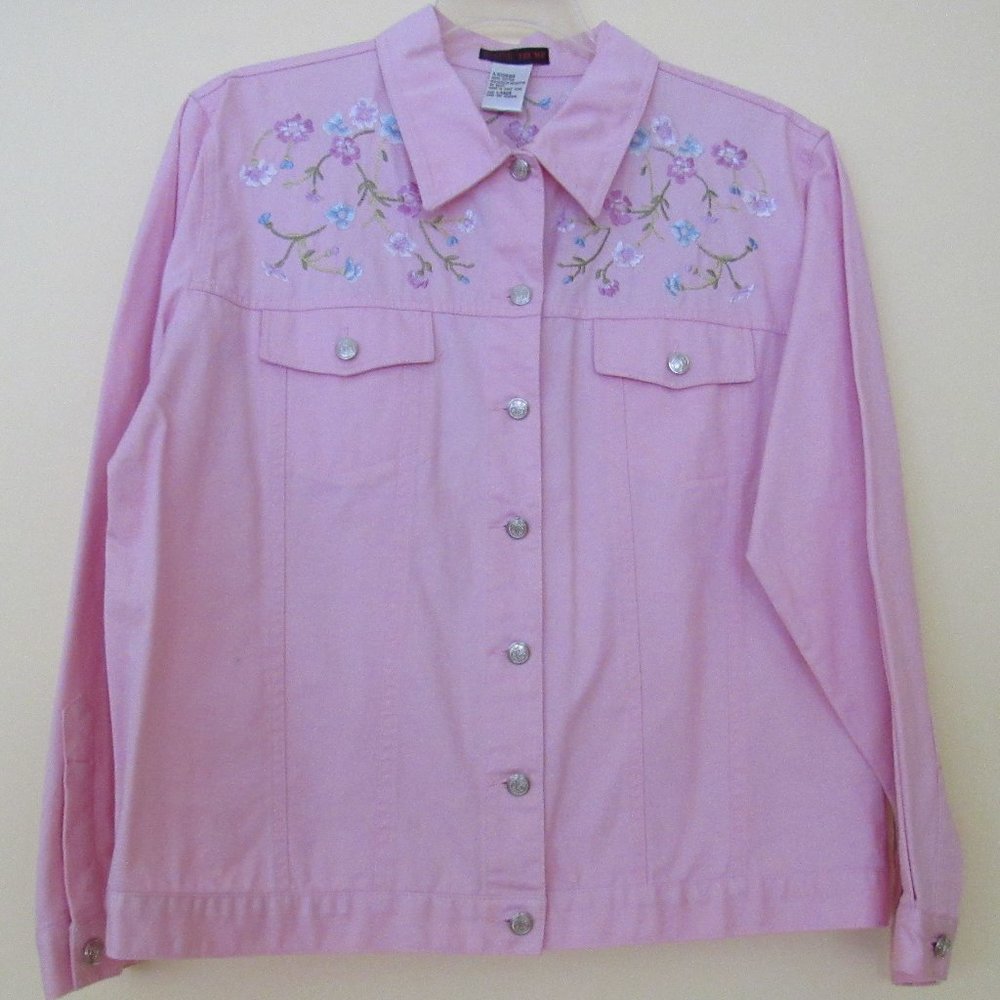 NWT NEW BLAINE TRUMP 100% COTTON PINK EMBROIDERED JACKET SIZE LARGE